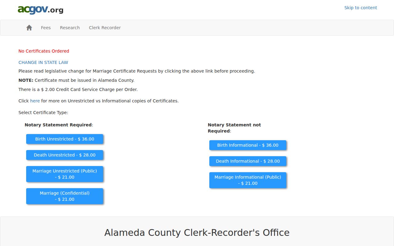 Union City previous residents research using Alameda County vital record access