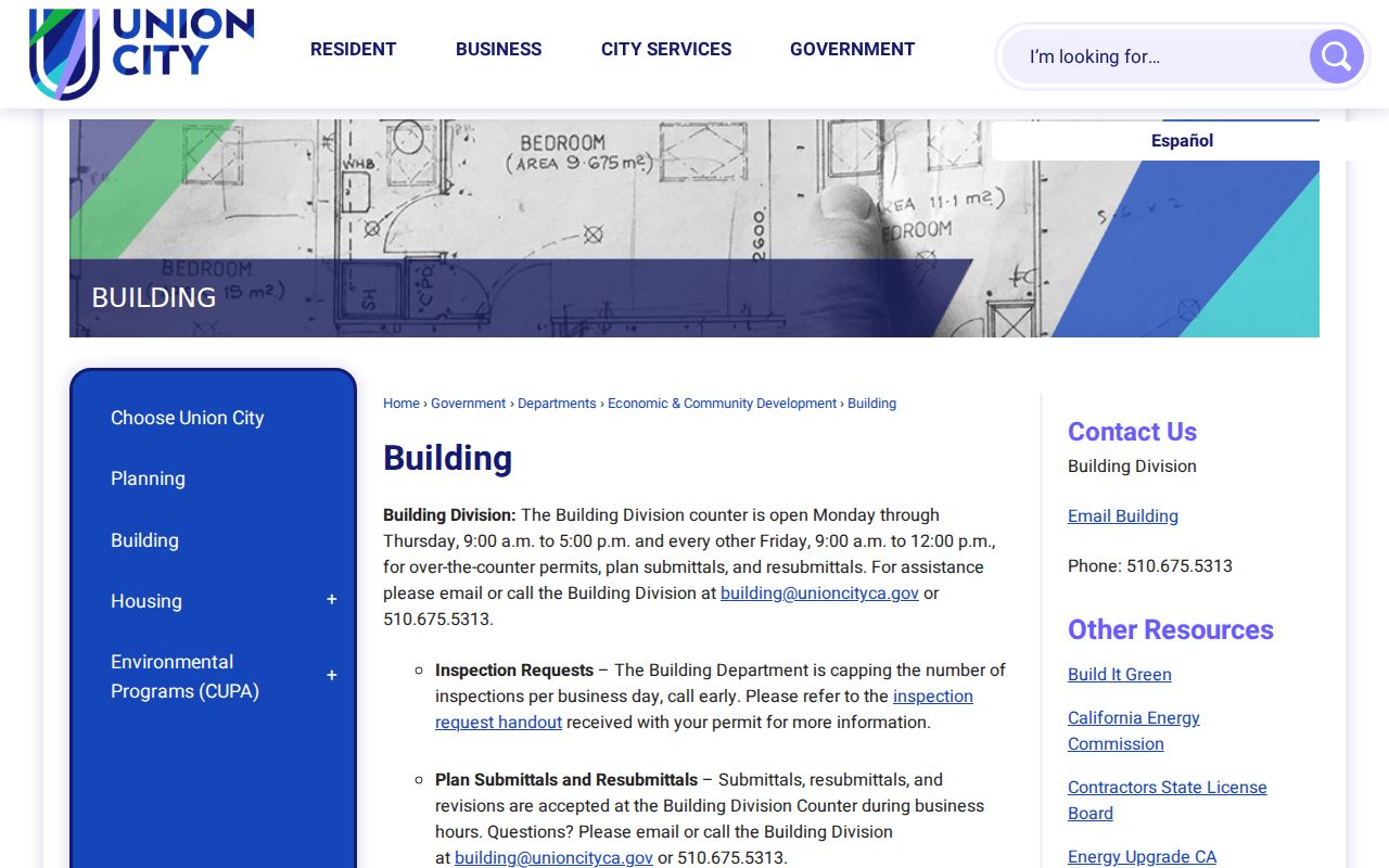 Union City street directory view of Union City building records access