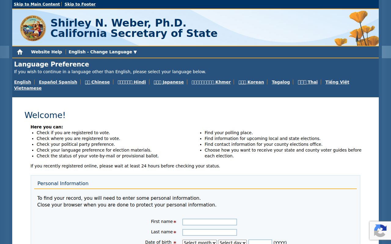 Union City residents directory view of California My Voter Status